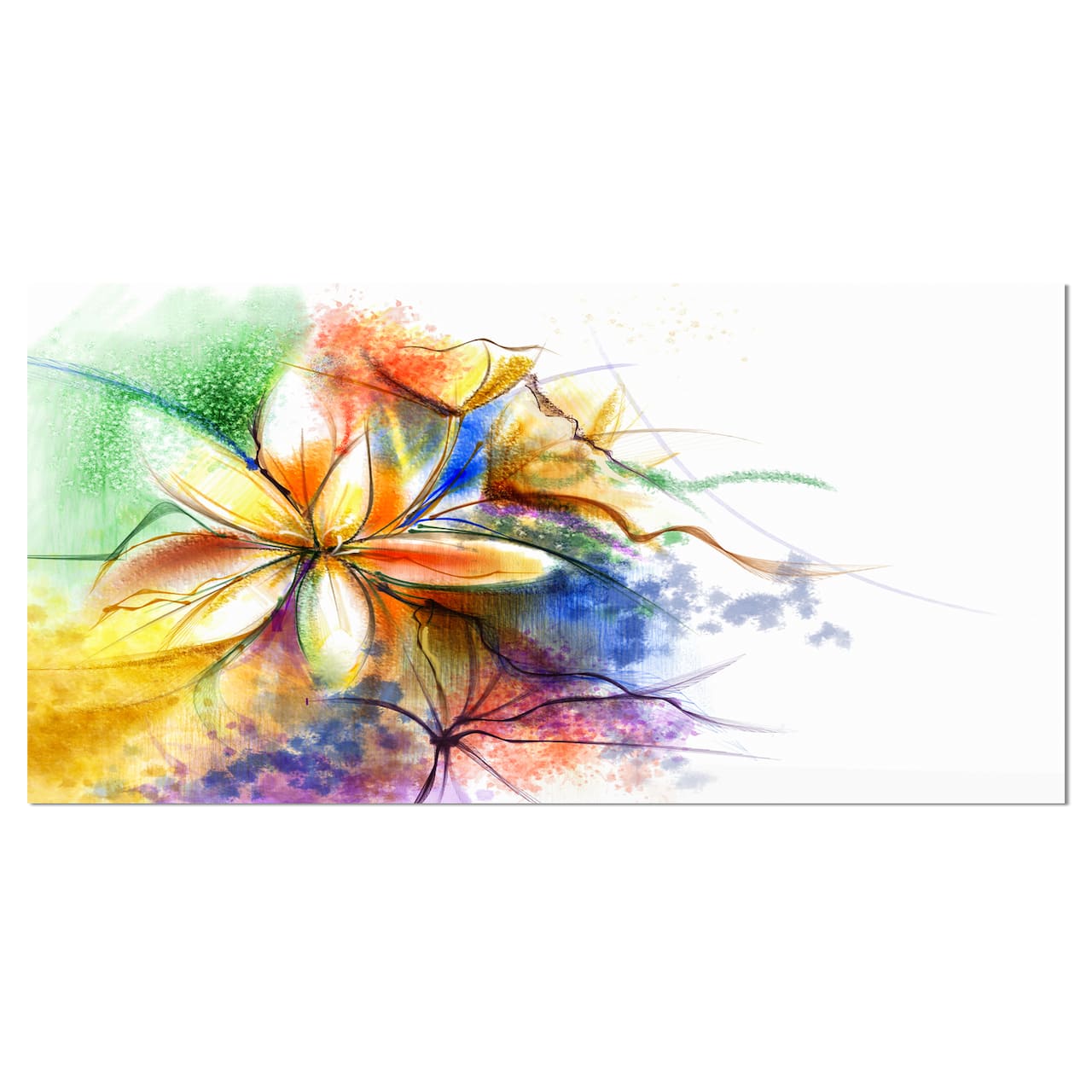Designart - Abstract Multi color Flower Fusion - Large Flower Canvas Wall Art